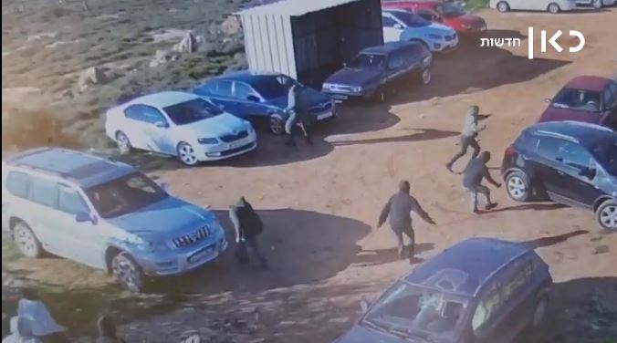 Settlers destroying cars of Palestinian workers parked outside Shilo to work in the settlement, 18 Feb. 2021