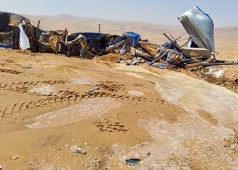 Ruins of the pool in Furush Beit Dajan. Photo by 'Aref Daraghmeh, B'Tselem, 15 July 2021