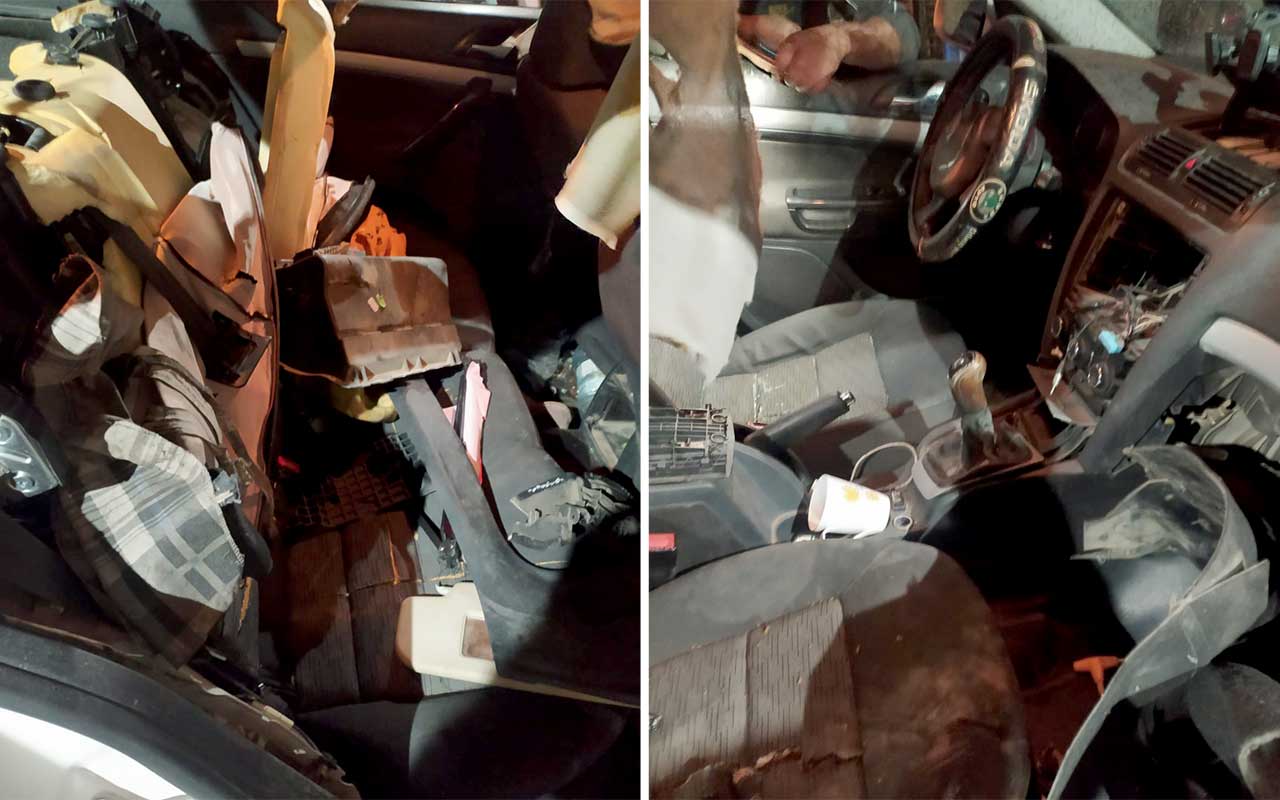 הנזק שהסבו השוטרים למכוניתו של מרוואן א-זיר. התמונות באדיבות העד 