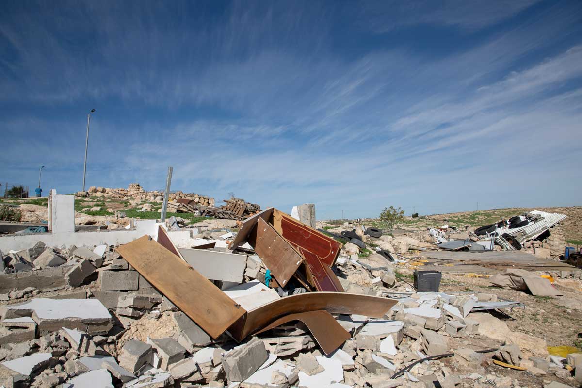 Homes in Khirbet Zanutah destroyed by settlers. Photo: Omri Eran Vardi, 16 Dec. 2023