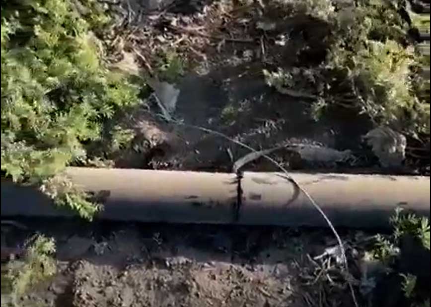 One of the pipes slashed by the settlers. Photo courtesy of farmers