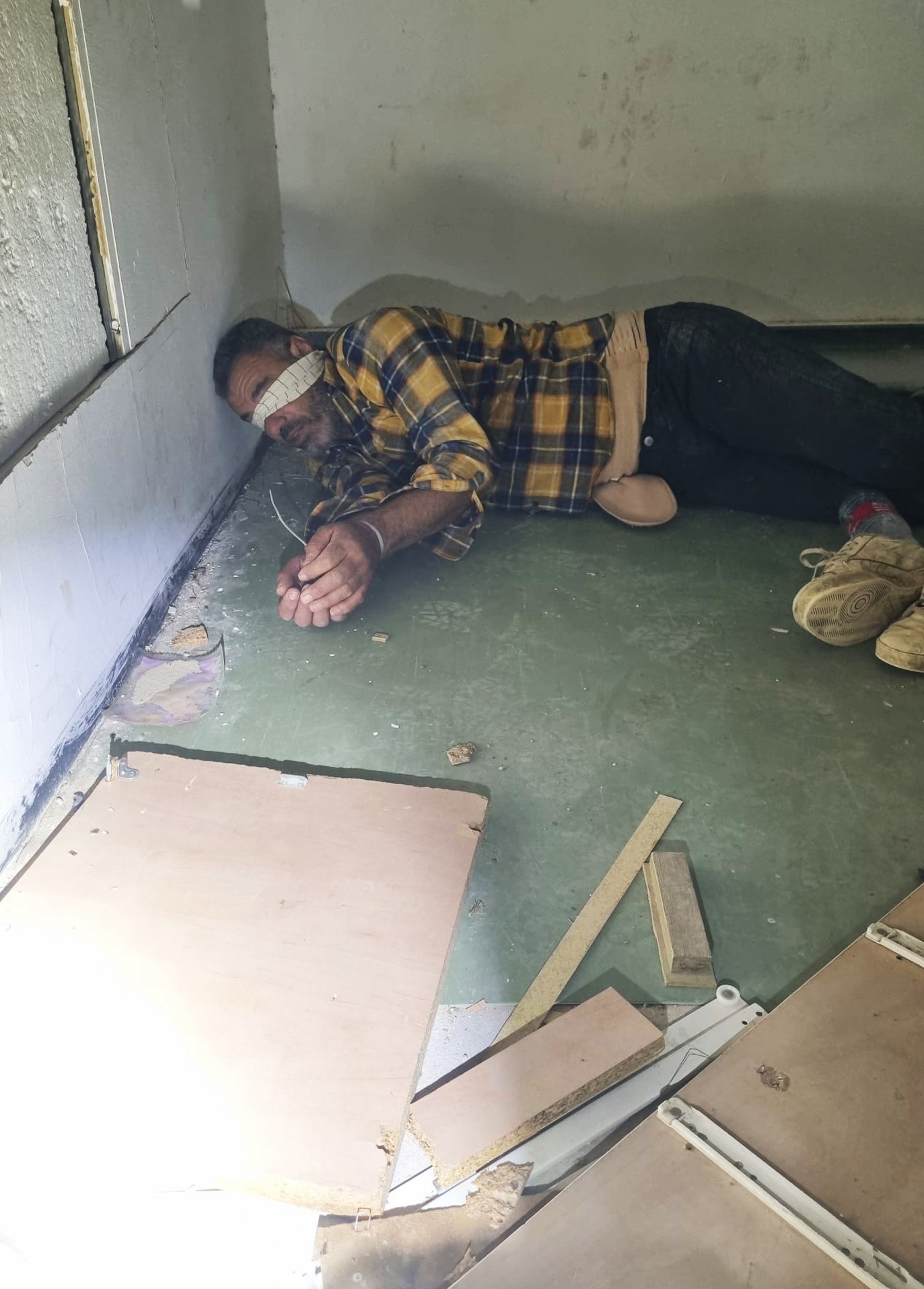 Yusef Bsharat, as photographed by the soldiers on his cell phone at the military base. Photo courtesy of Bsharat