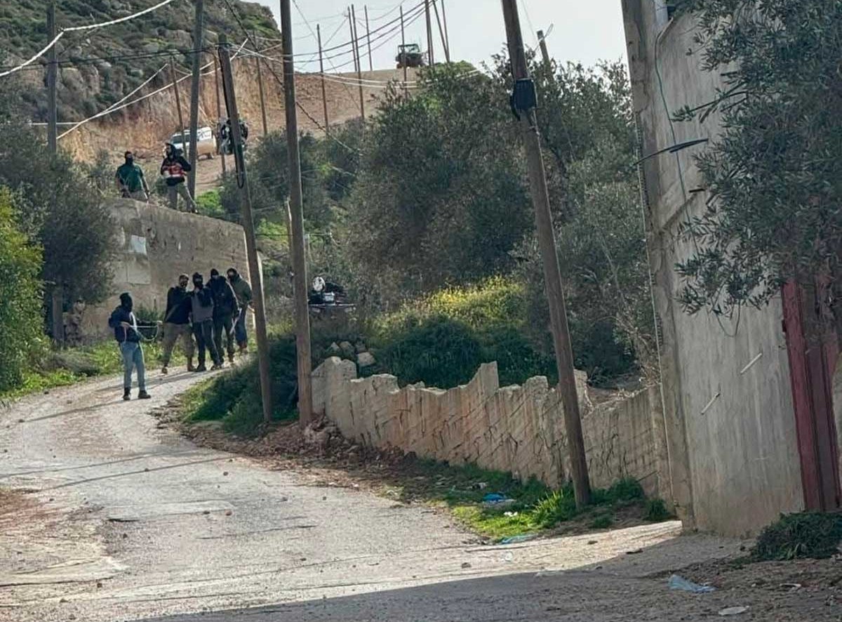 مستوطنون مسلحون عند مدخل تلفيت. صورة قدمها السكان مشكورين