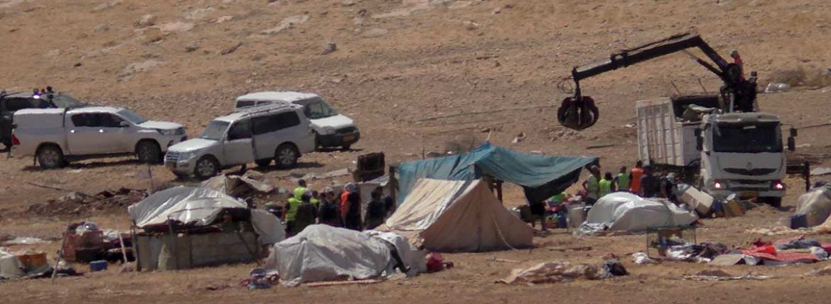 The demolition in Khirbet Humsah. Photo by 'Aref Daraghmeh, B'Tselem, 7 July 2021