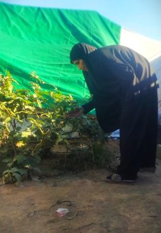 Kifah al-Hasanat doing housework in her family’s tent. Photos courtesy of al-Hasanat 
