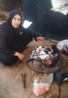 Kifah al-Hasanat doing housework in her family’s tent. Photos courtesy of al-Hasanat 