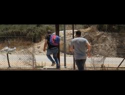 עובדים פלסטינים עוברים בפרצה בגדר ההפרדה ליד פרעון שבאזור קלקיליה. צילום: אלכס ליבק, 6.6.20.