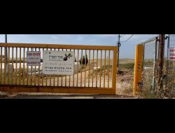 Entrance gate to  Meged Ha'aretz Farm. Photo by Dror Etkes, Kerem Navot, 11 May 2022