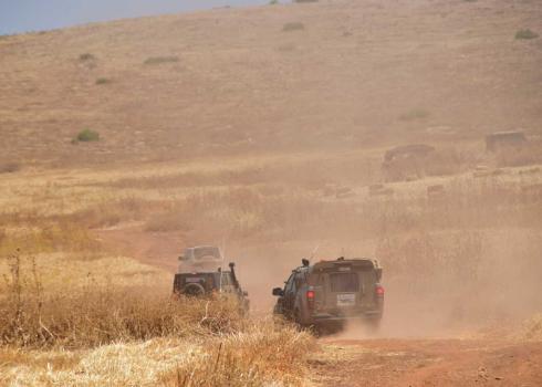 Military and Civil Administration vehicles arriving at Humsah this morning. Photo: 'Aref Daraghmeh, B’Tselem, 22.5.19