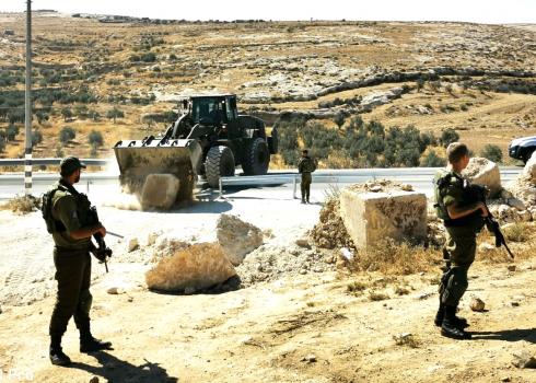 قوّات من الجيش تسدّ واحدة من الطرق هذا الصباح. تصوير: نصر نواجعة، بتسيلم، 28.7.19