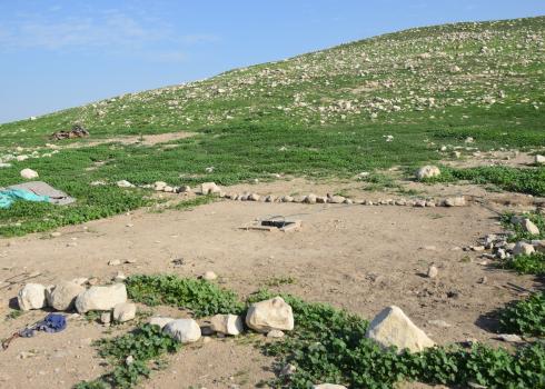 המקום שבו ניצב צריף המשפחה לפני ההחרמה. צילום: עארף דראר'מה, בצלם, 12.2.20