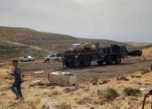 The confiscation in Faza' al-Ka'abneh. Photo courtesy of community resident