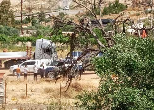 The confiscation in Khirbet Lasefar. Photo courtesy of community resident