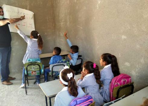 ילדי ראס א-תין בבית הספר לפני ההחרמה. צילום: ראאיד מוקדי, 10.9.20