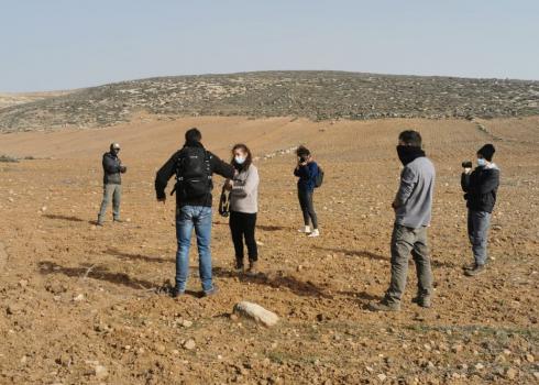 The barley fields plowed in Khirbet Susiya, Masafer Yatta, 2 Feb. 2021. Photo by Nasser Nawaj’ah, B’Tselem 