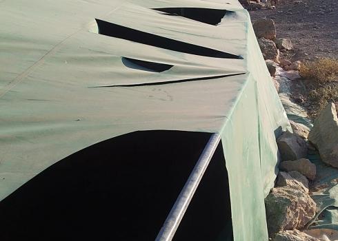 A damaged tent. Photo courtesy of the family 