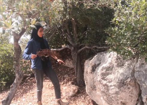 Fidaa ‘Ataya where the art workshop once stood. Photo by Iyad Hadad, B’Tselem, 13 Sep. 2021 