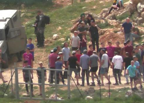Settlers near the Qaryut spring, 8 April 2022. Photo courtesy of village residents