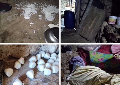 נזקים ומזון שפוך שהותירו המתנחלים בבתי האחים אבו עוואד. התמונות באדיבות המשפחה