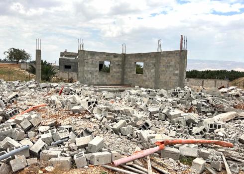 The ruins of the houses demolished by the Civil Administration in al-'Auja. Photo: 'Aref Daraghmeh, B'Tselem 