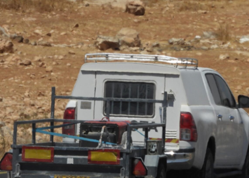 The generator on a Civil Administration vehicle. Photo by Nasser Nawaj’ah, B’Tselem, 7 August 2023. 