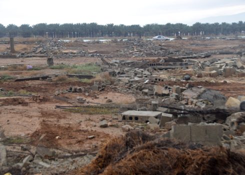 Some of the structures demolished by Israel in al-Matar. Photo by 'Aref Daraghmeh, B'Tselem, 21 March 2024