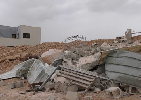 The ruins of one of the homes the Civil Administration demolished in a-Nuwei’mah a-Tahta. Photo: ‘Aref Daraghmeh, B’Tselem 