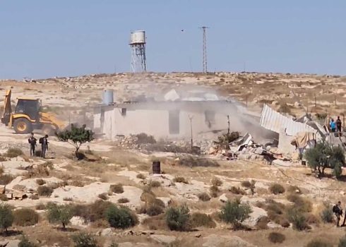 Demolition of a home in Qawawis. Photo: Nasser Nawaj’ah, B’Tselem, 8 July 2024 
