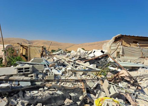 The ruins of the house in Furush Beit Dajan. Photo: ‘Aref Daraghmeh, B’Tselem, 10 July 2024 