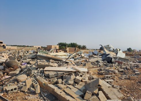 The ruins of the vacation home demolished by the forces. Photo: 'Aref Daraghmeh, B'Tselem