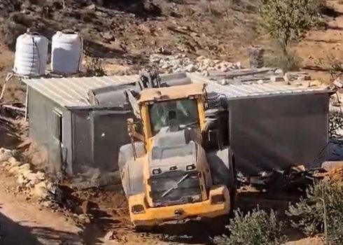 Demolition of the family’s home. Photo: Nasser Nawaj'ah, B'Tselem, 6 Nov. 2024