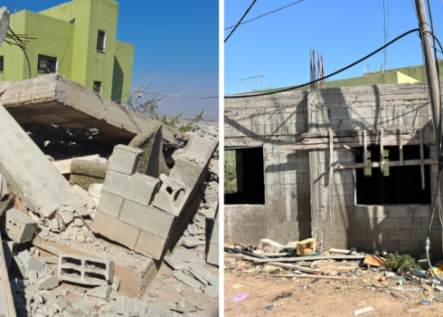 The house before and after the demolition. Photo: 'Aref Daraghmeh, B'Tselem