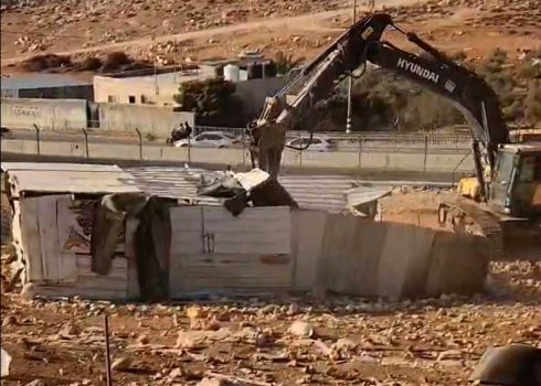 The demolition of one of the shacks. Photo courtesy of local residents