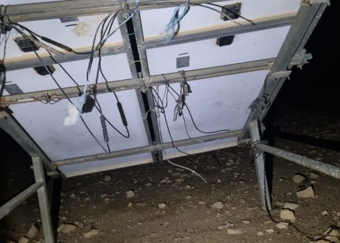 Damage to solar panel wiring. Photo courtesy of community residents