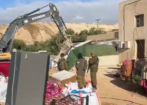 The demolition of the family home in Maghazi Jaba’. Still from video footage, 'Amer 'Aruri, B'Tselem
