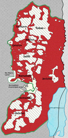 Areas A, B and C of in the West Bank