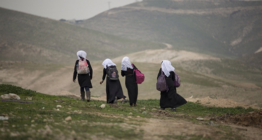School girls in Khan al-Ahmar community. Photo by Faiz Abu Rmeleh, Activestills School girls in Khan al-Ahmar community. Photo by Faiz Abu Rmeleh, Activestills