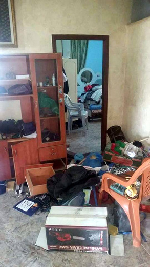 Damaged property and mess left by soldiers in the 'Ata home. Photo courtesy of the family, 21 June '17 Damaged property and mess left by soldiers in the 'Ata home. Photo courtesy of the family, 21 June '17